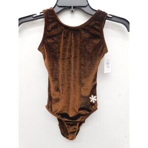 Gymnastics Dance Leotard Snowflake Brown Large Child Sparkle Acro Velvet Jazz C
